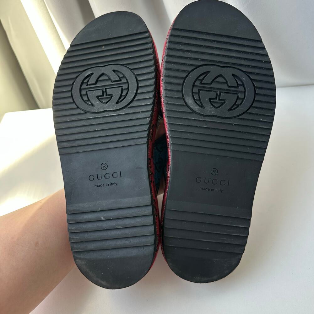 Gucci (EUR 41/US 10) GG Monogram Platform Slide Sandals - Red Logo Designer - Picture 2 of 11
